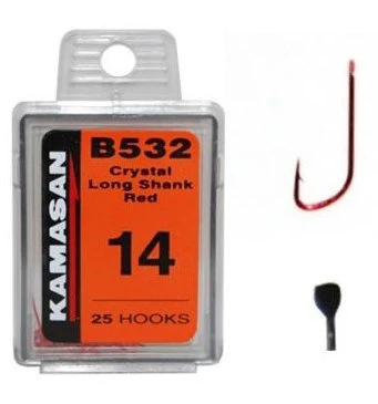 Kamasan - Haken Crystal Long Shank Red - B532 - Elite 3 Kamasan - Haken Crystal Long Shank Red - B532 - Elite